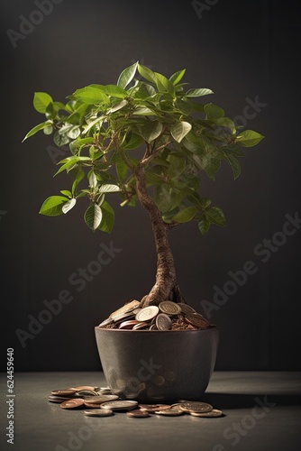 Financial growth concept with money tree