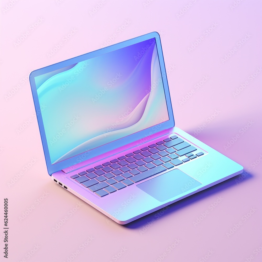 A laptop icon, bright pastel color A laptop icon, bright pastel color