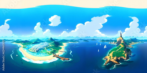 Beautiful landscape beach in anime-style