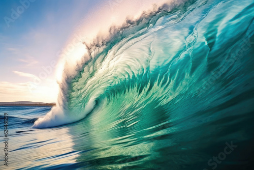 Breathtaking Shoreline Waves. Generative AI