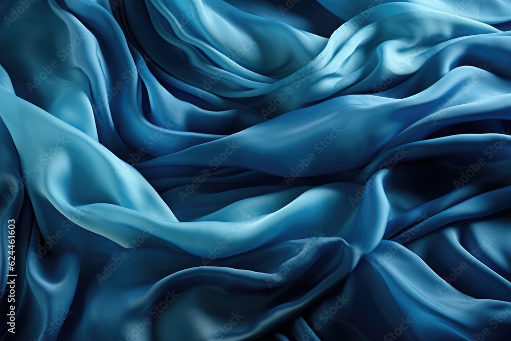 Obraz premium Abstract blue background with folded textile ruffle. Generative AI