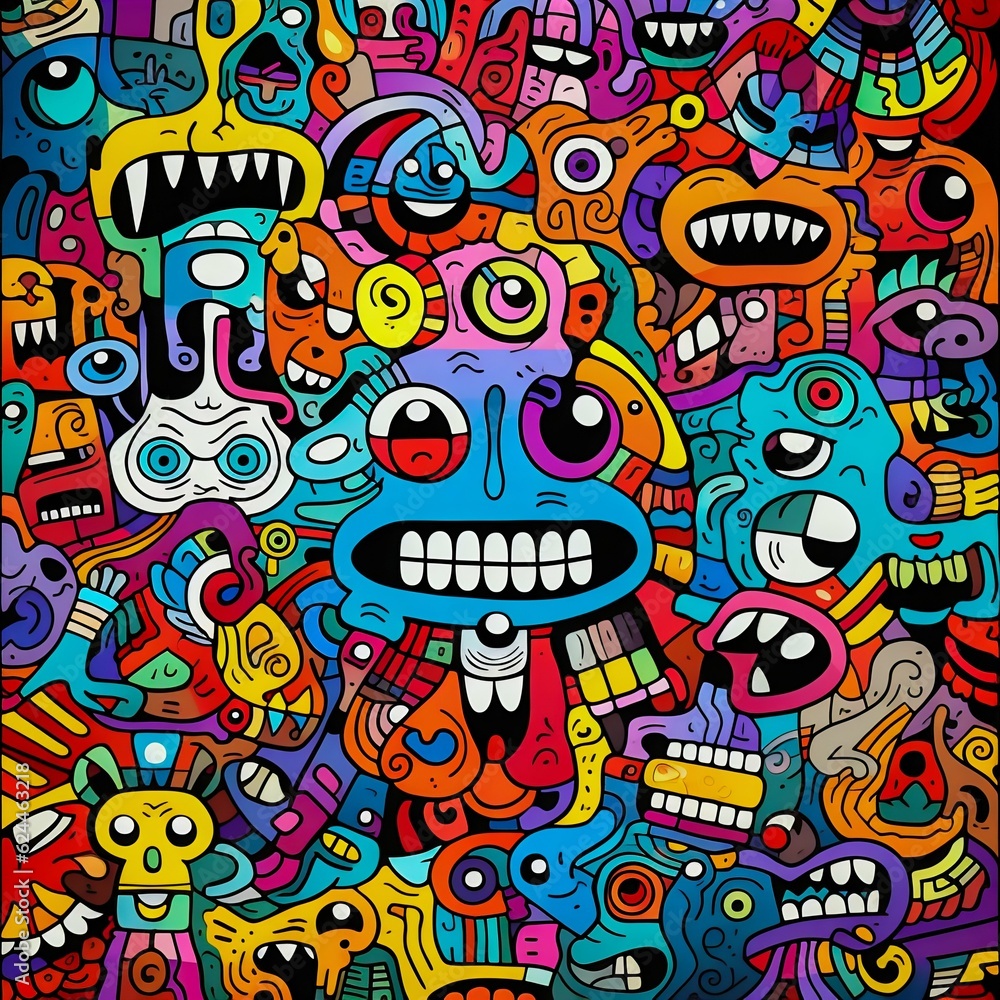 Abstract Colored Pattern of Monster. Generative AI Abstract Colored Pattern of Monster. Generative AI