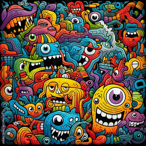 Abstract Colored Pattern of Monster. Generative AI © Yevheniiya