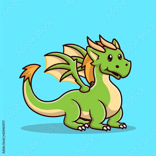 Cute Teenager Green Dragon Cartoon Vector Icon Illustration. 
Animal Nature Icon Concept Isolated Premium Vector. Flat 
Cartoon Style