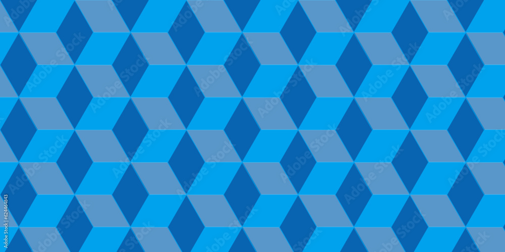 Seamless abstract blue cube geometric pattern. modern square diamond mosaic patter. Seamless abstract blue cube geometric pattern. modern square diamond mosaic patter.