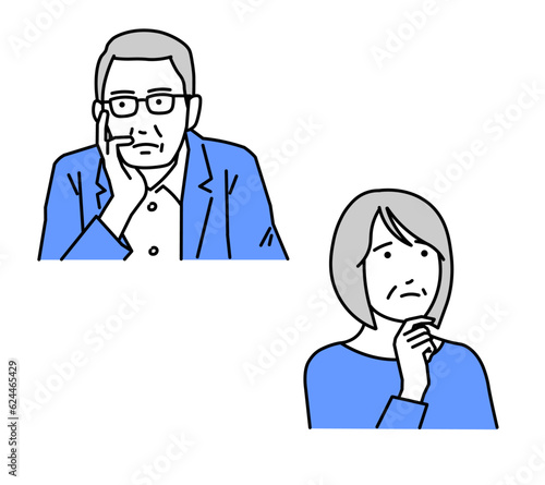 思考する中高年の男性と女性アイコン