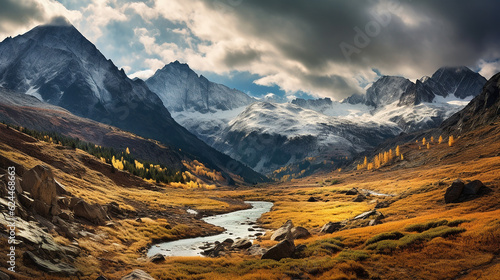 Autumn colors in the mountains with clouds in the sky, hd wallpaper, background, 4k, 8k