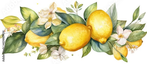 Watercolor drawing of fresh lemon