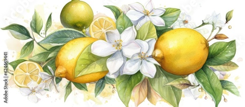 Watercolor drawing of fresh lemon © AdriFerrer