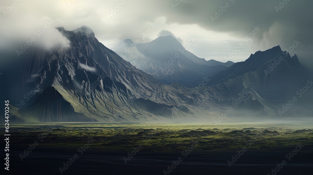 Landscape of Mount Bromo, Indonesia, generated by AI
