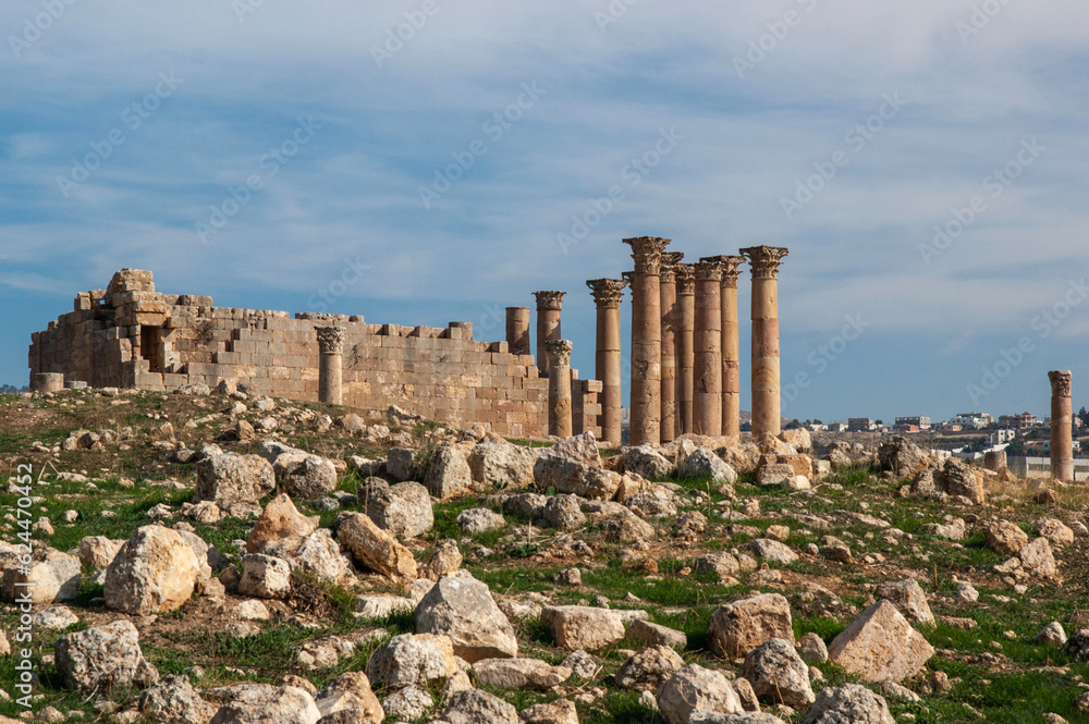 Jordan. Temple of Artemis, built in 150 AD, is beautiful structure. Around temple, 11 out of 12 columns have been preserved. Gerasa (Jerash) is ancient city that is six and half thousand years old.