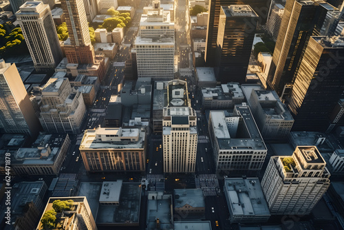 Aerial View of Downtown Buildings and Busy Streets photo
