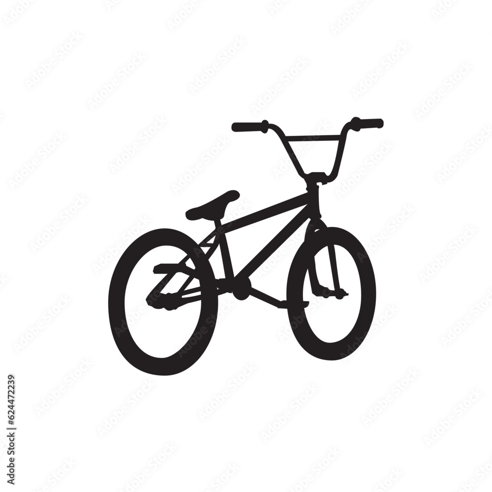BMX Silhouette BMX vector black,  simple bicycle types icons isolated vector contour illustrations.