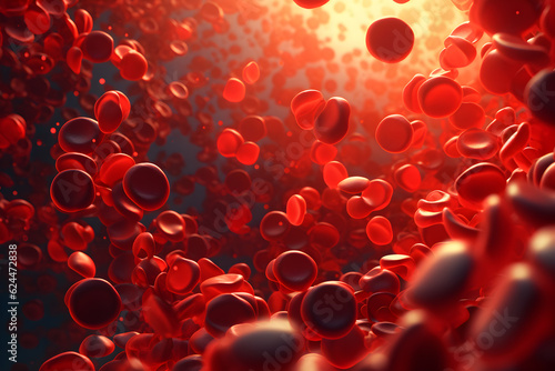 close up of blood cells, leukocytes, erythrocytes bloodstream photo