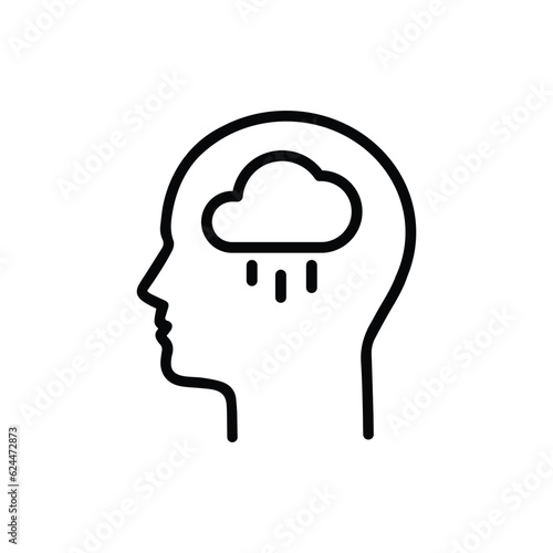 Head with cloud, mood swigns symbol - simple line icon vector