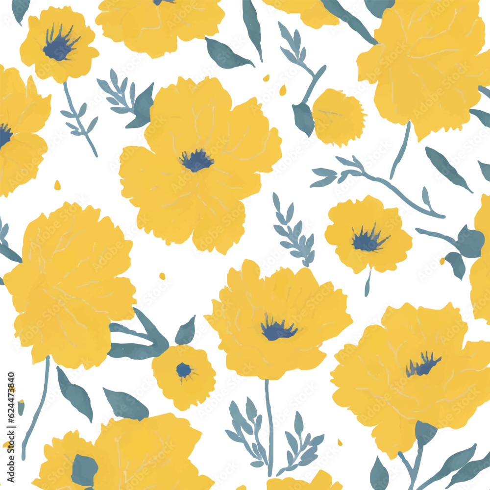 Vector flowers watercolor seamless pattern design for print 