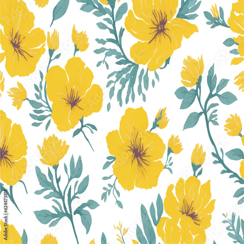 Vector flowers watercolor seamless pattern design for print 