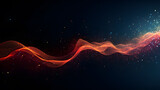 Wave of bright particles. Sound and music visualization. 