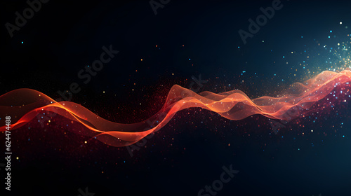 Wave of bright particles. Sound and music visualization.  photo