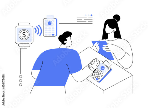 Smartwatch contactless payment abstract concept vector illustration.