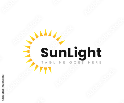 Sun logo design template. Sunlight sunshine logo design.