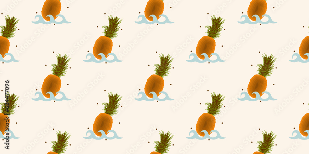 Obraz premium unique abstract summer pineapple fruits seamless pattern background