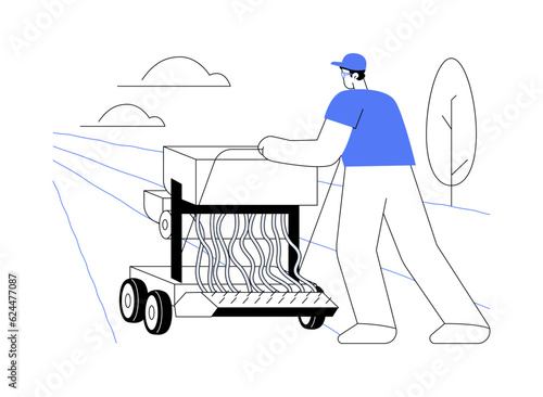 Lawn seeding abstract concept vector illustration.