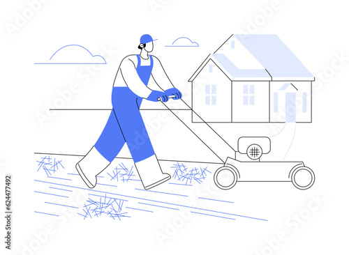 Lawn scarification abstract concept vector illustration.