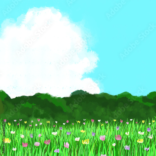 landscape with flowers
