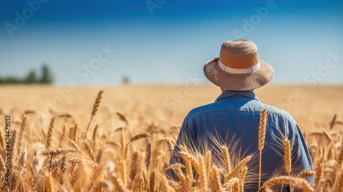 farmer in wheat field. harvest and agriculture © mimadeo