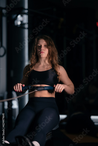 Athletic Beautiful Woman Does her cross fitness at gym © teksomolika