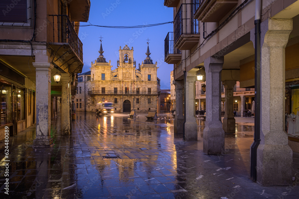 A Step Back in Time: Exploring Astorga's Historic City Hall on Plaza Mayor, Spain