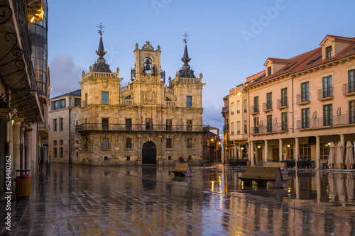 A Step Back in Time: Exploring Astorga's Historic City Hall on Plaza Mayor, Spain © tichr