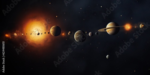 AI Generated. AI Generative. Solar system universe galaxy space planets poster background decoration. Graphic Art