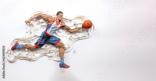 Basketball sport action dynamic illustration banner