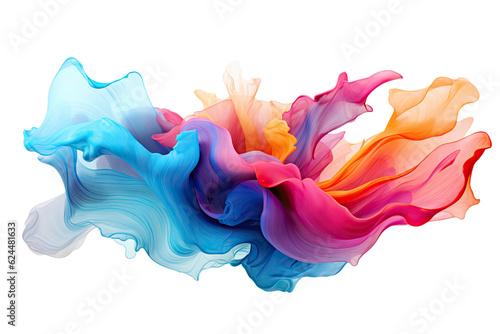 harmonious splashy colorful patterns swirling in an abstract shape isolated on a transparent background, generative ai