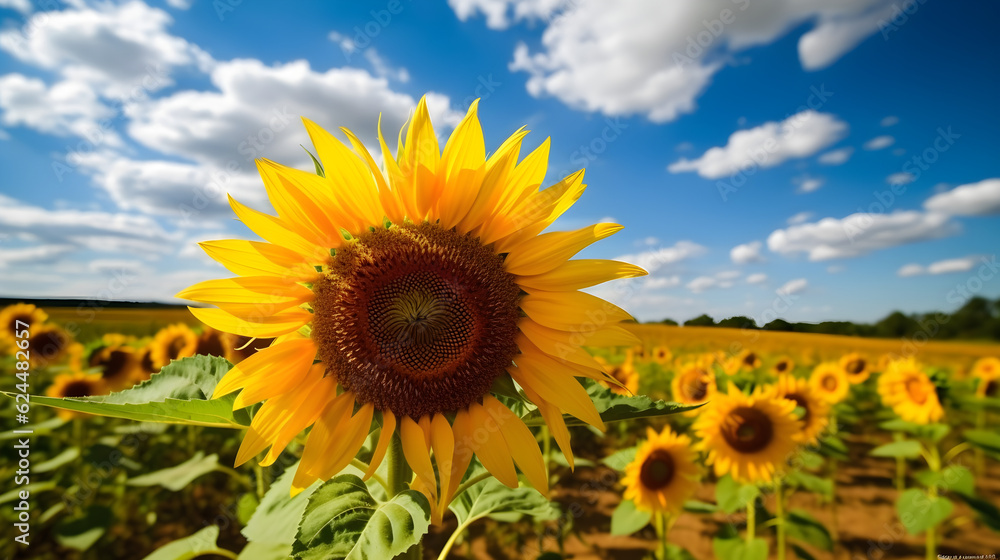 Fototapeta premium Sunflower field in the summer made with Generative AI 