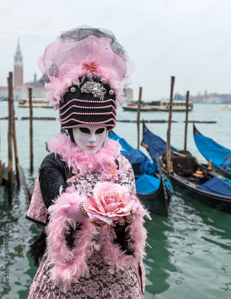 Mask Giving a Rose, Venice Carnival