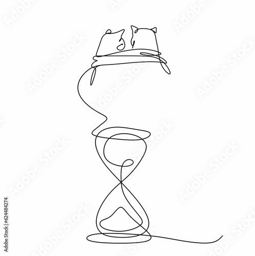 one line is an image of two cats and a time timer. The concept of trust, love and friendship in time