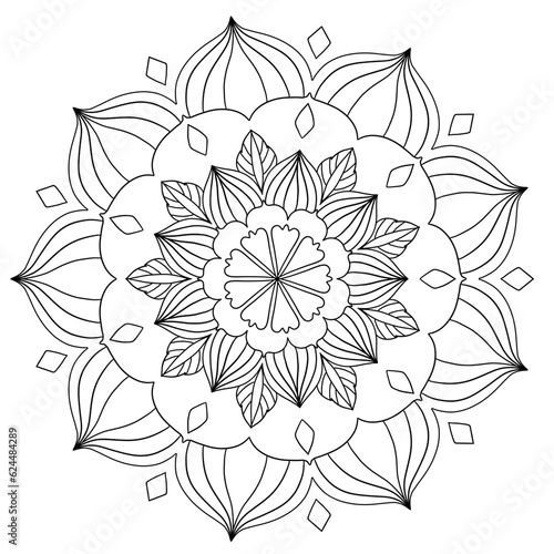 Flower mandala picture  white background. ethnic decorative elements