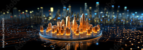 hologram model of skybuilding city photo