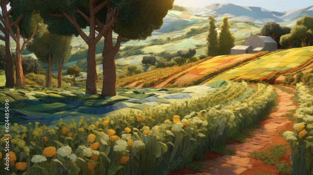 Fototapeta premium Outdoor Argiculture Environment Landscape Illustration