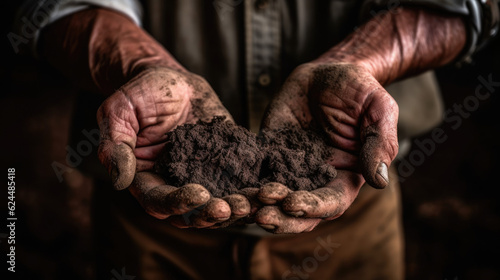 Argiculture Environment with a Human holding Soil