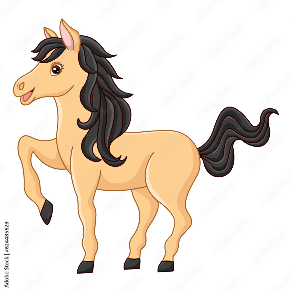 Funny cartoon horse. Cute Pony. Vector Illustration Beautiful Animal Funny cartoon horse. Cute Pony. Vector Illustration Beautiful Animal