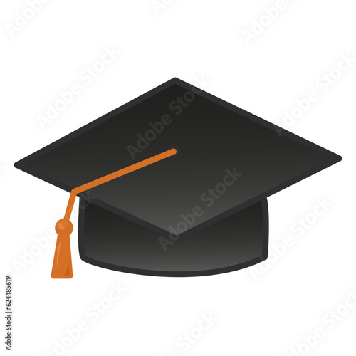 Black Hat Graduate of the University, College, or High School. Element for the design of graduation ceremonies and educational programs. Vector illustration