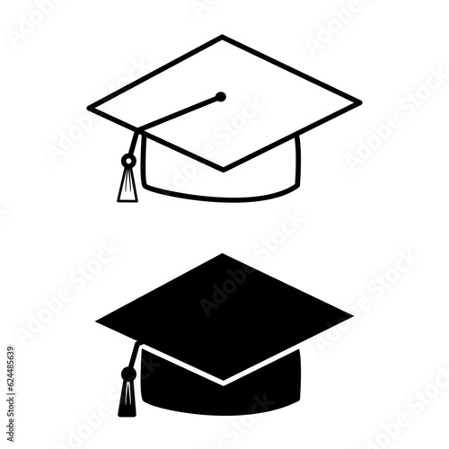 University, College, or High School Graduation Hat Icons. Element for the design of graduation ceremonies and educational programs. Vector illustration