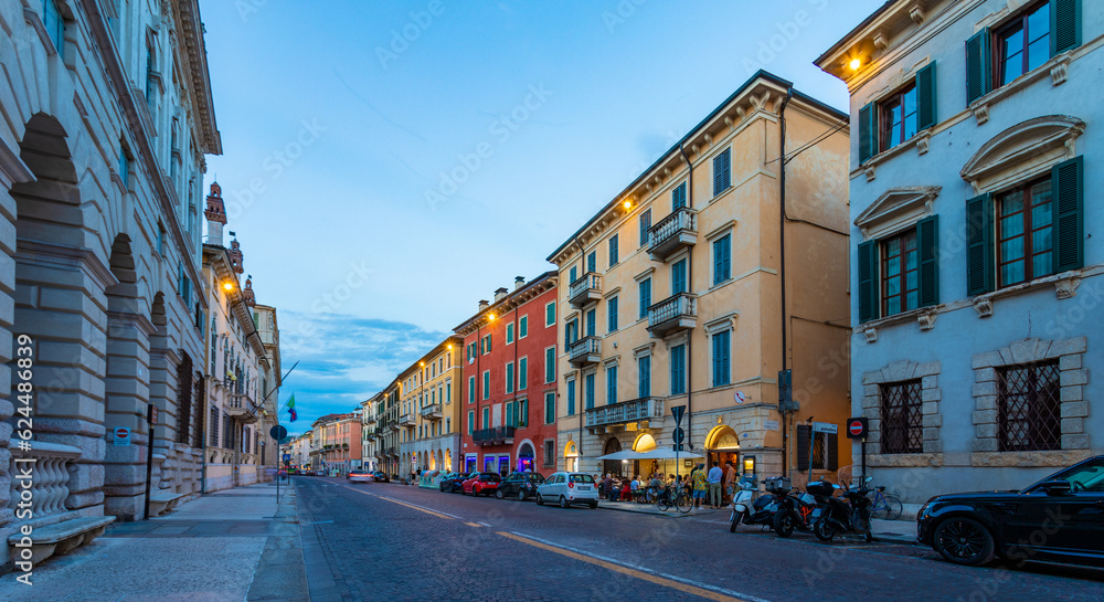 Evening street in Verona, Italy