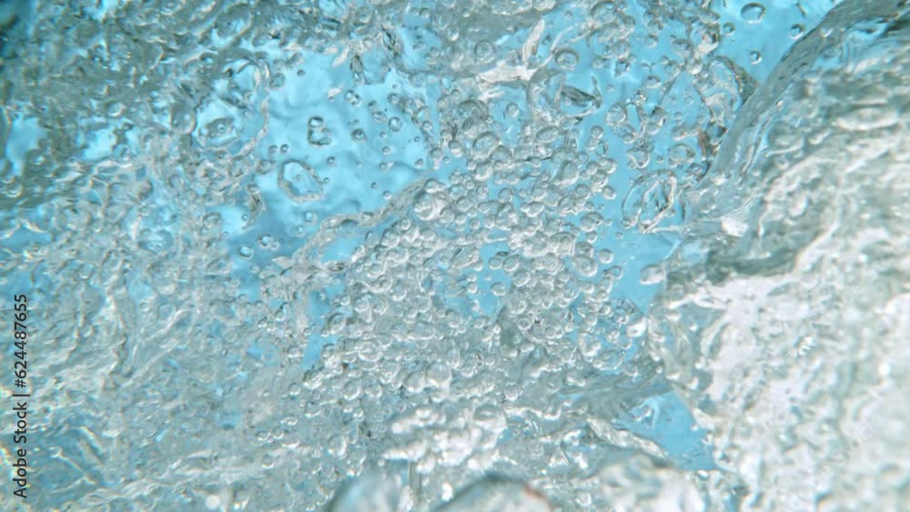 Super slow motion of bubbling water in detail. Filmed on high speed cinema camera, 1000 fps. Super slow motion of bubbling water in detail. Filmed on high speed cinema camera, 1000 fps.
