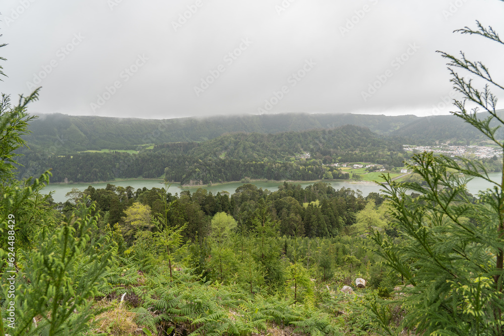 The mesmerizing lakes of Sete Cidades on the Sao Miguel island in the Azores of Portugal. 