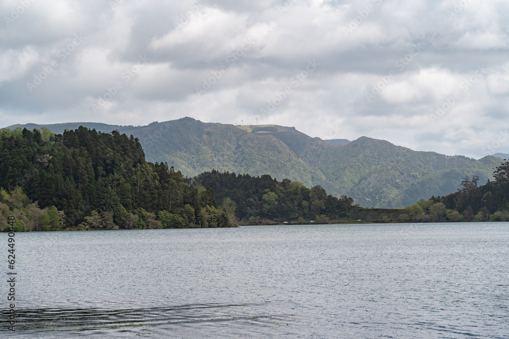 Walking around Furnas lake in the Azores.